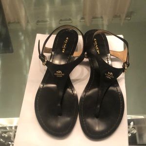 Black wedge Coach sandals